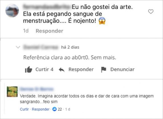 Comentários sobre o mural de Criola compartilhados nas redes sociais e nas páginas de veículos jornalísticos