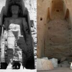 Os Budas de Bamiyan, no Afeganistão, foram destruídos pelo Talibã há 20 anos. Foto: Reprodução The Art Newspaper