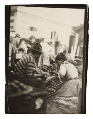 Comércio de frutas no mercado dos Caipiras, anexo ao Mercado Municipal da rua 25 de Março com General Carneiro, São Paulo, SP (c. 1910). Foto: Vincenzo Pastore/Acervo Instituto Moreira Salles/Coleção Vincenzo Pastore