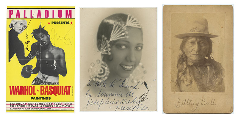 Andy Warhol (1928-1987) | Jean-Michel Basquiat (1960-1988); Josephine Baker (1906-1975; e Touro Sentado (1831-1890). Reprodução Sesc Avenida Paulista.