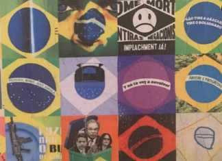 Detalhe do painel da artista Marilia Scarabello, na exposição "O Grito!". Foto: Reprodução